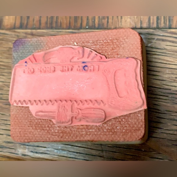 1980s Vintage FROM THE SHOP OF Tool Themed Wooden Block Rubber Ink Stamp - Picture 8 of 12